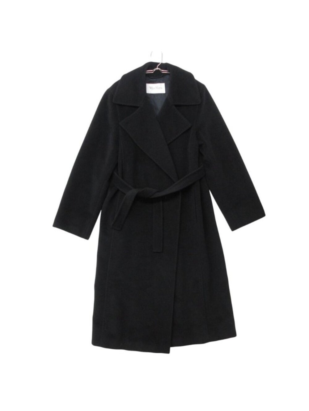 Max Mara Coat Manuela Long Cashmere Blend Wrap Jacket with Belt Black